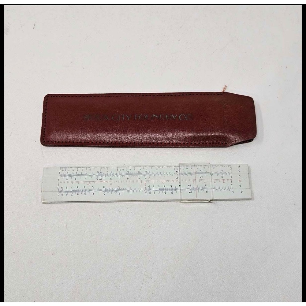 Atlas No. 51‎ Slide Rule Vintage Japan Sioux City Foundry Co Leather Case White